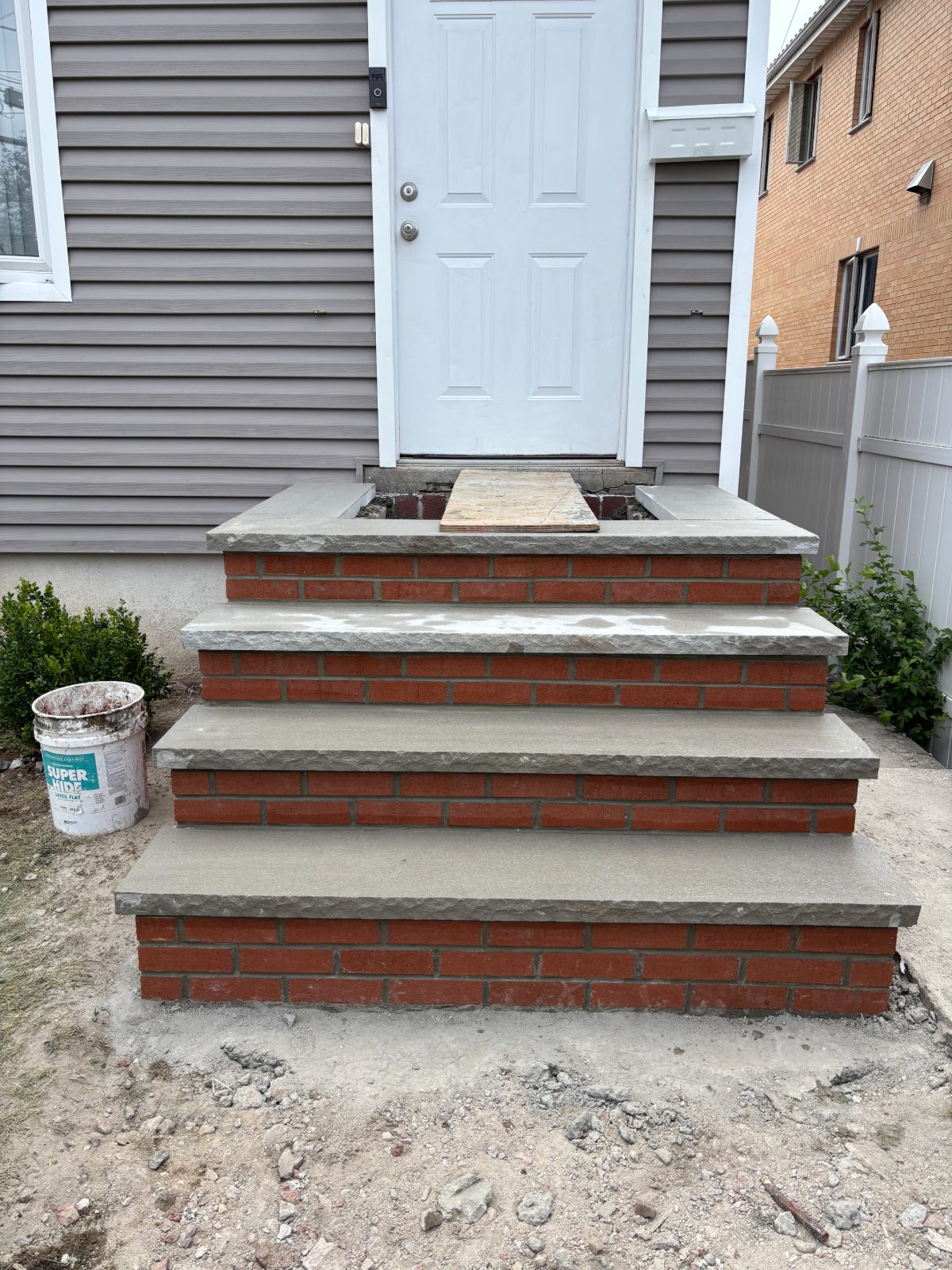 Brick steps with bluestone treads