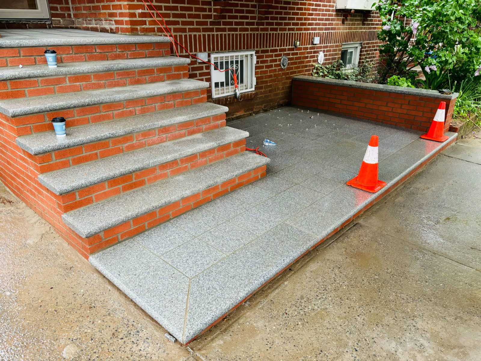 Granite steps and paver landing project in NYC